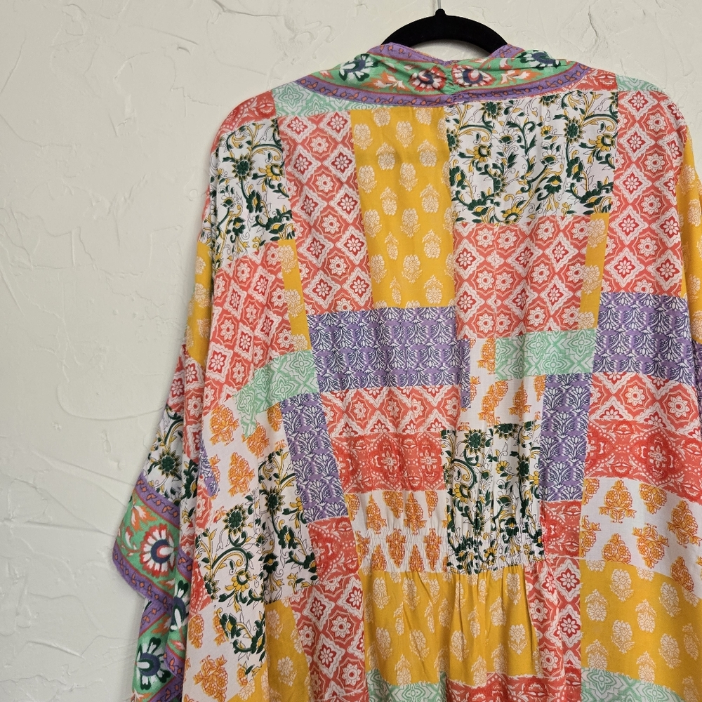 Tolani Collection Patchwork Boho Yellow Pink Kimo… - image 8